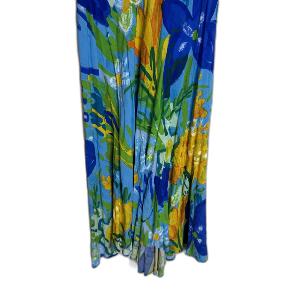 Jams World Dress Womens Large Blue Wonderland Floral Hawaiian Boho Sundress - Picture 3 of 11